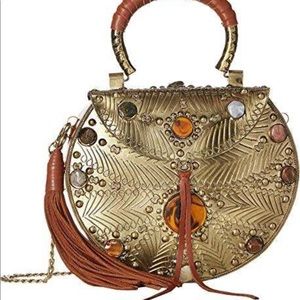 Unique metal and stone crossbody bag